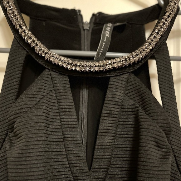 Guess Little Black Cocktail Dress with Beaded Neckline Size M - Picture 3 of 5